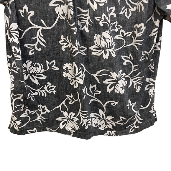 Cooke Street Button Up Hawaiian ShirtMens Sz M Black White Floral - Picture 11 of 12
